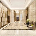 3d rendering luxury lobby with armchair near corridor