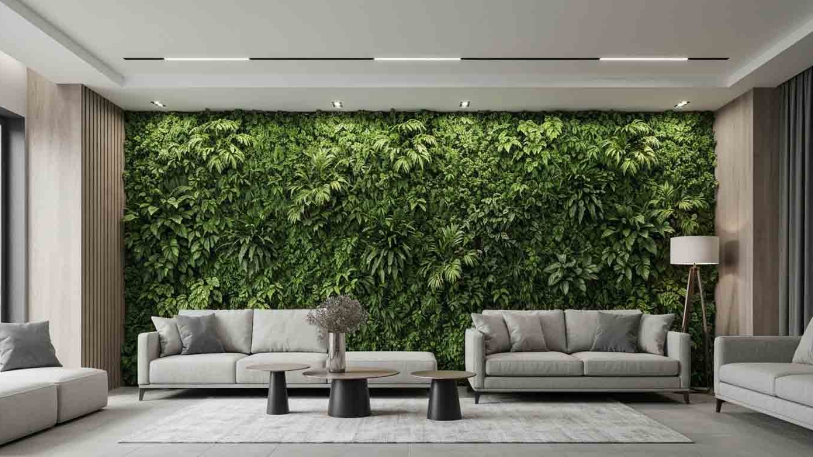 Transform your space pairing an interior living wall with textured wall panels