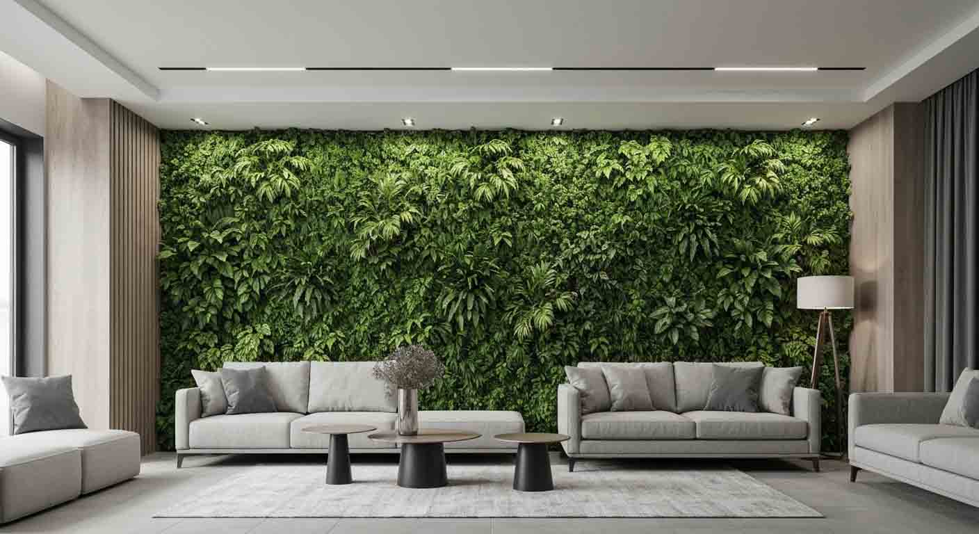 Transform your space pairing an interior living wall with textured wall panels