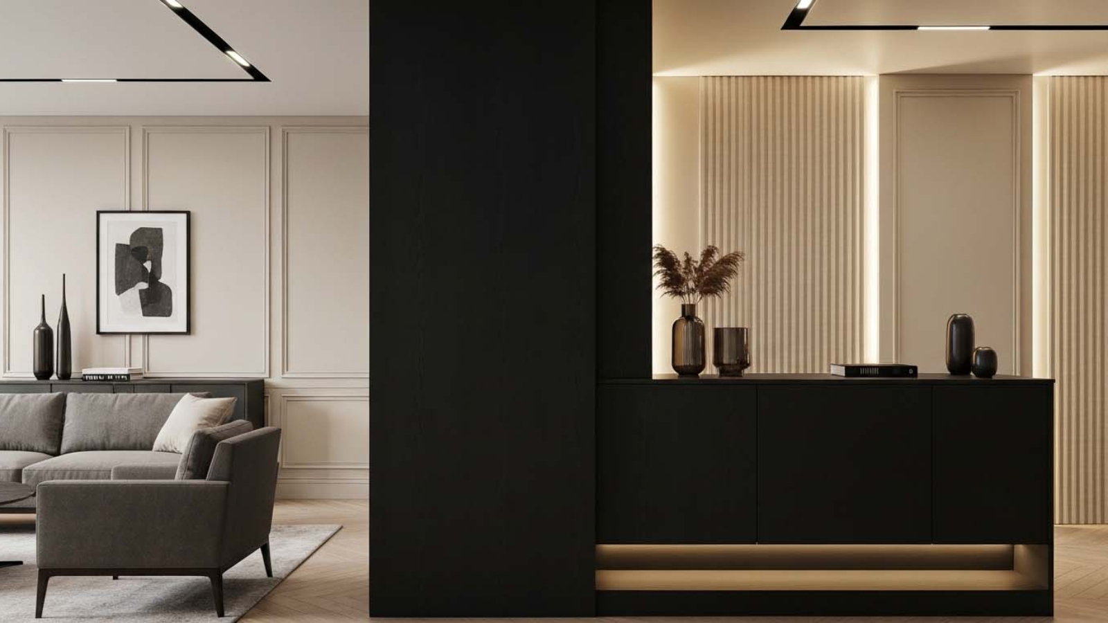 Modern Homes Using Dark Half Paneling for Walls Ideas Paired With Luxury Wall Panels